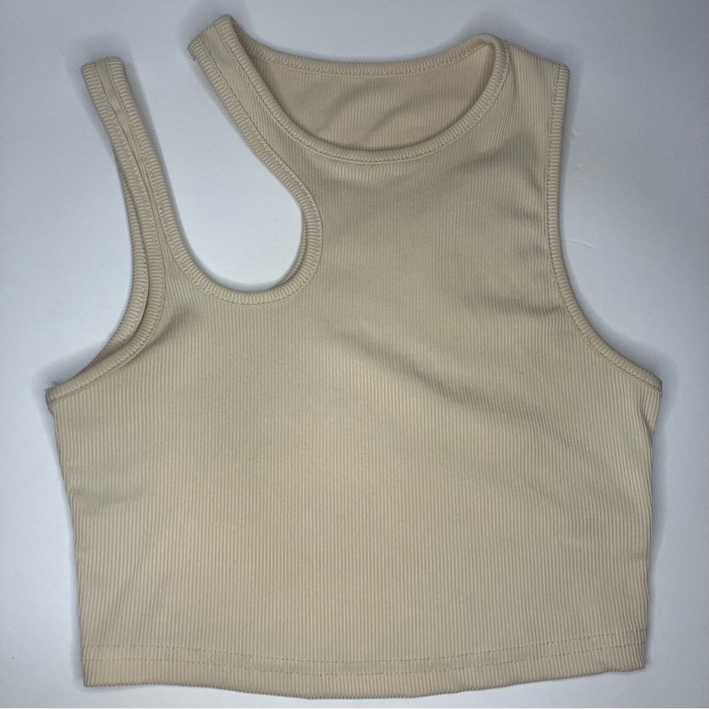SHEIN Beige Ribbed Crop Top